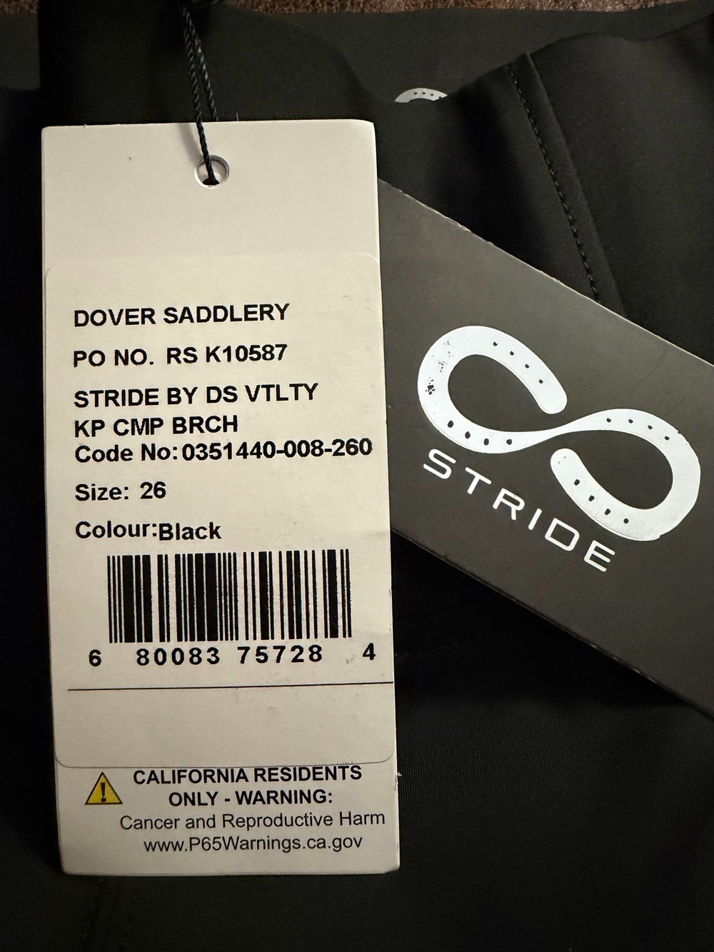 Stride Black Women’s Riding Pant, size 26